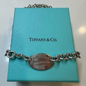 Tiffany & Co. Return to Tiffany Oval Tag Choker Necklace 925 Sterling Silver